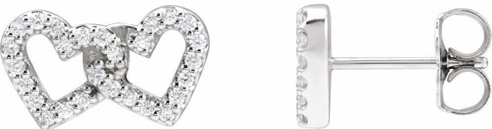 14K White Gold 1/5 CTW Natural Diamond Interlocking Heart Earrings