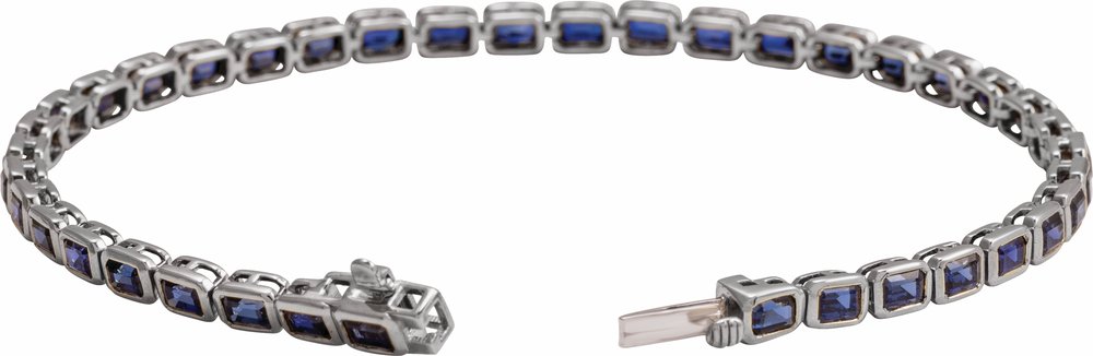 14K White Gold Lab-Grown Blue Sapphire Line 7" Bracelet