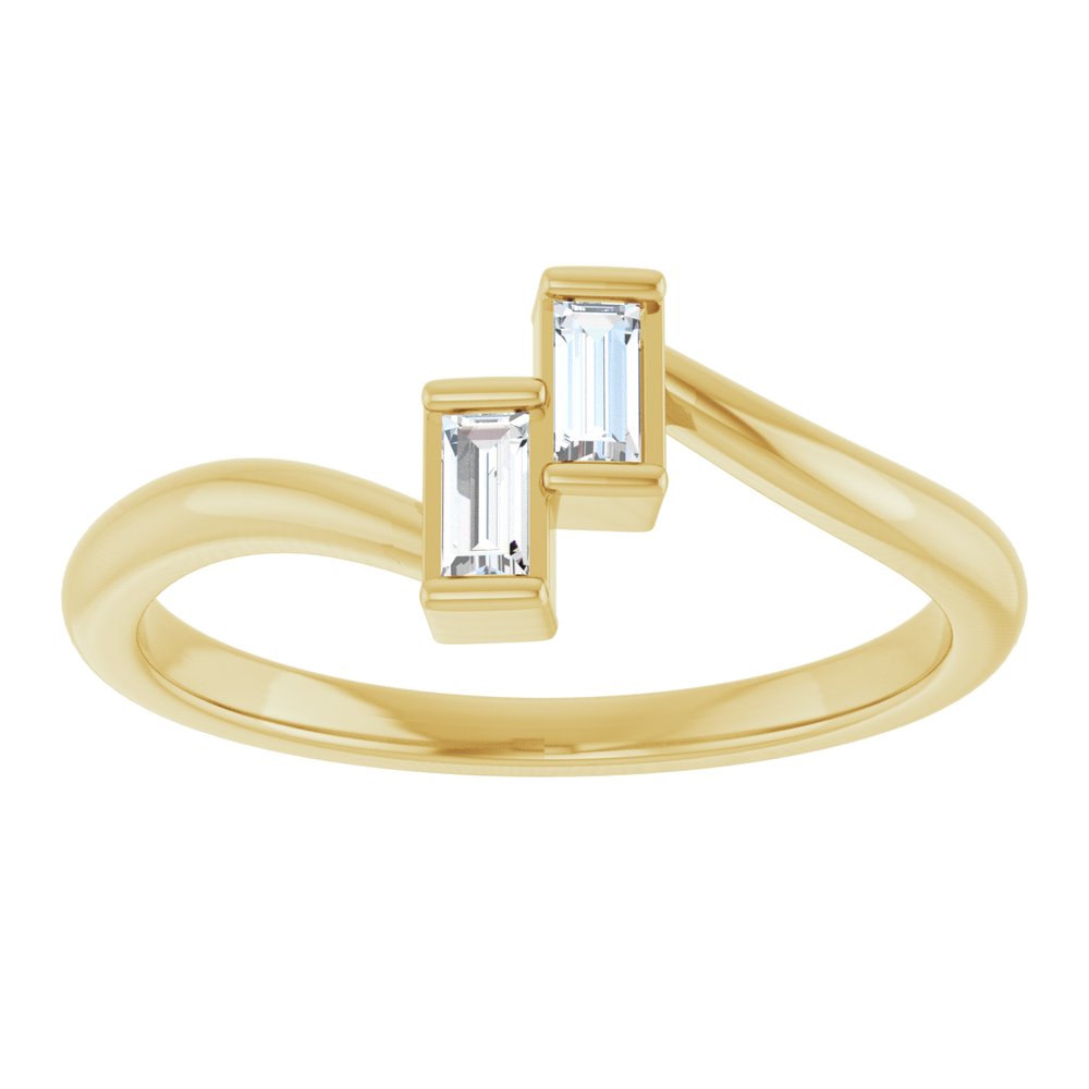 14K White Gold 1/8 CTW Natural Diamond Two Stone Ring