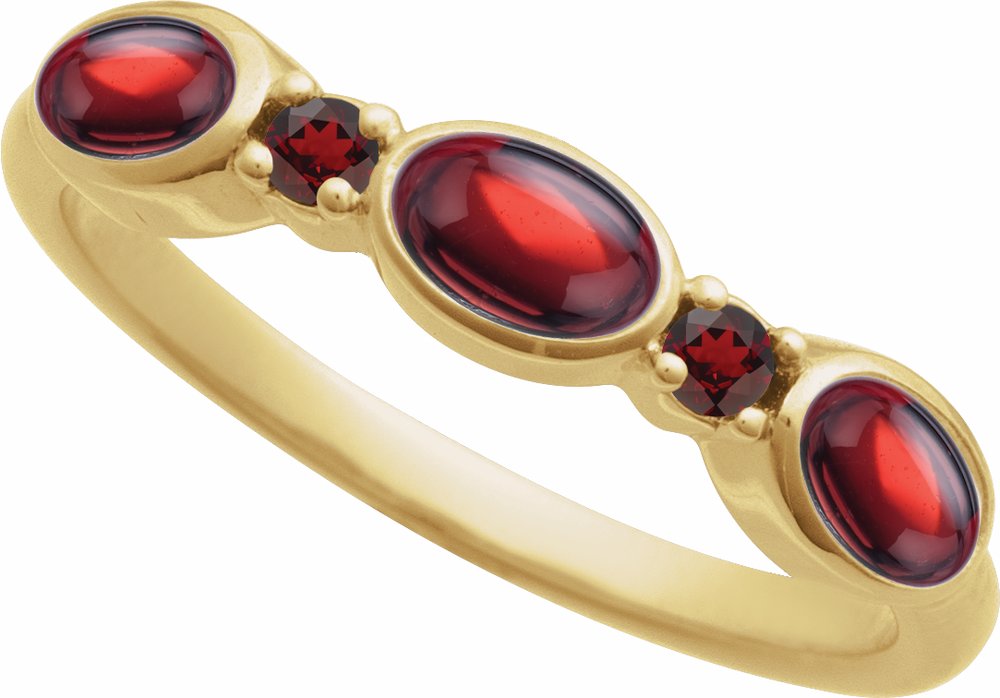 14K Yellow Gold Natural Mozambique Garnet & Natural Mozambique Garnet Stackable Ring