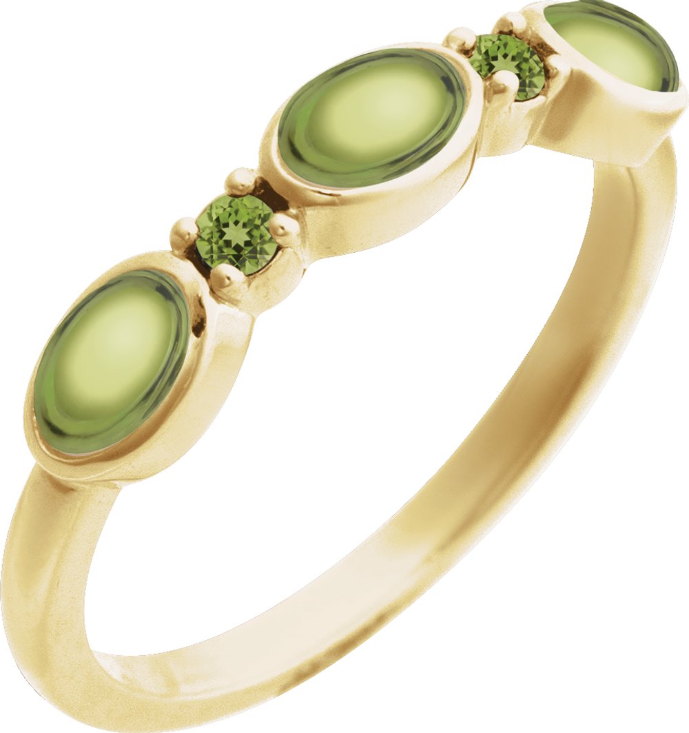 14K Yellow Gold Natural Peridot & Natural Peridot Stackable Ring