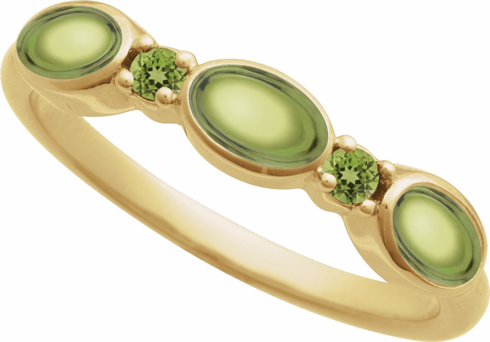 14K Yellow Gold Natural Peridot & Natural Peridot Stackable Ring