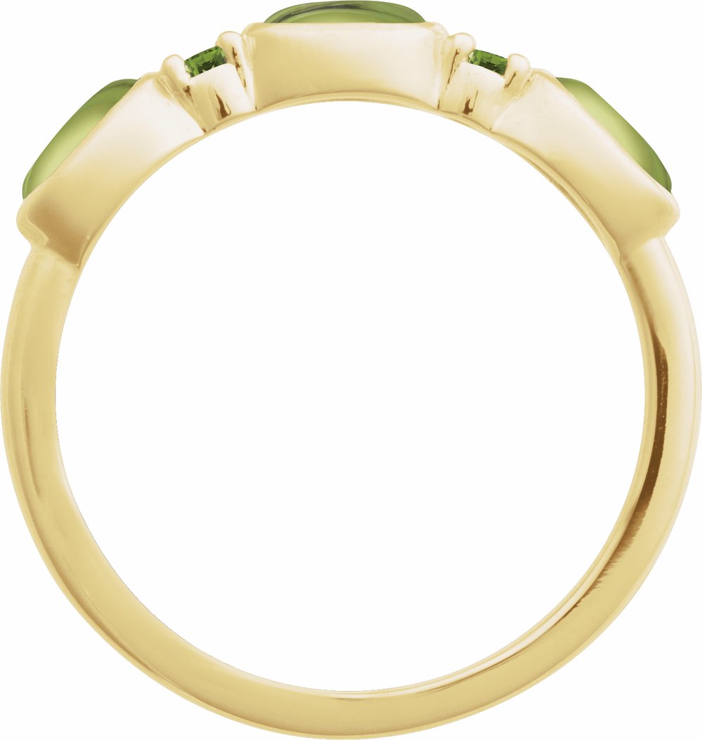14K Yellow Gold Natural Peridot & Natural Peridot Stackable Ring