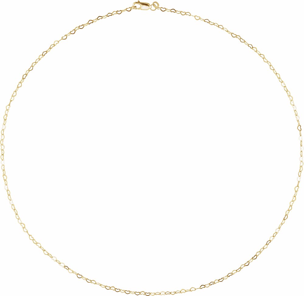 14K Yellow Gold 1.9 mm Heart 18" Chain