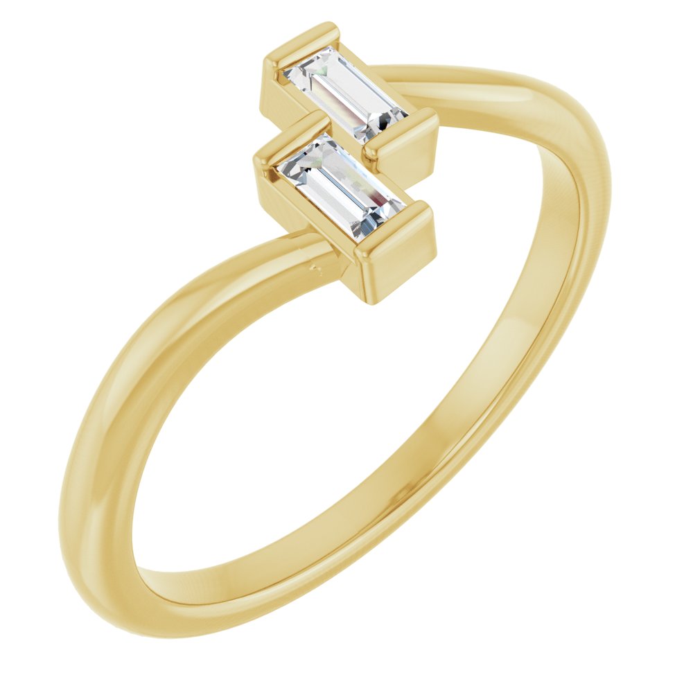 14K Yellow Gold 1/8 CTW Natural Diamond Two Stone Ring