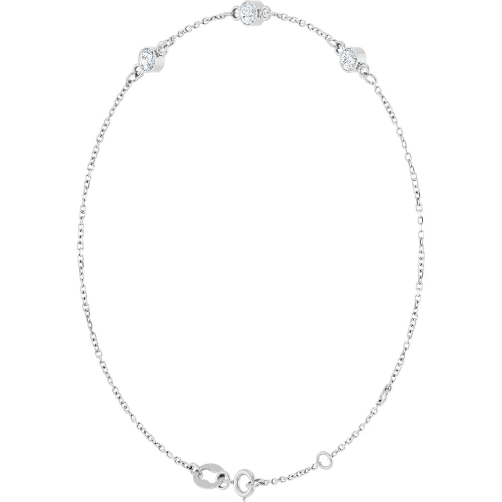 14K White Gold 1/3 CTW Lab-Grown Diamond Bezel-Set 3-Stone 6 1/2-7 1/2" Bracelet