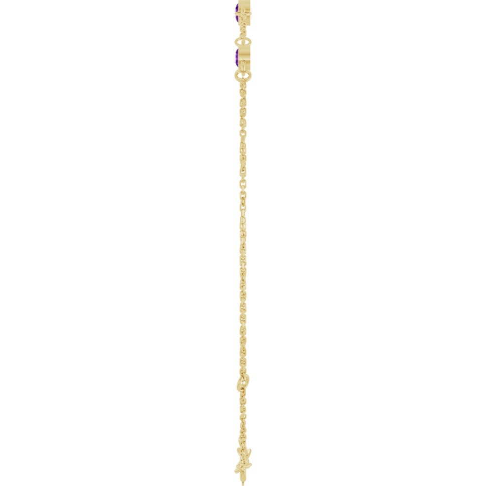 14K Yellow Gold Natural Amethyst Bezel-Set 3-Stone 6 1/2-7 1/2" Bracelet