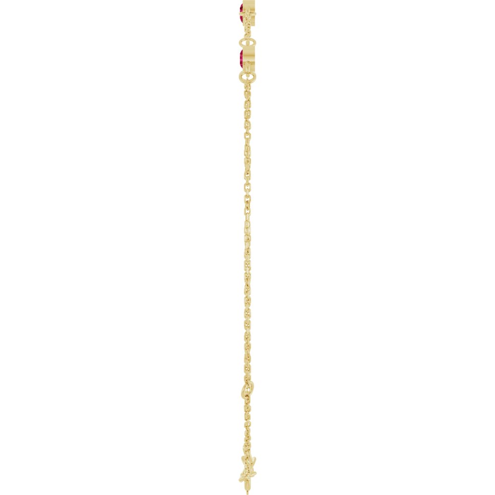 14K Yellow Gold Natural Ruby Bezel-Set 3-Stone 6 1/2-7 1/2" Bracelet