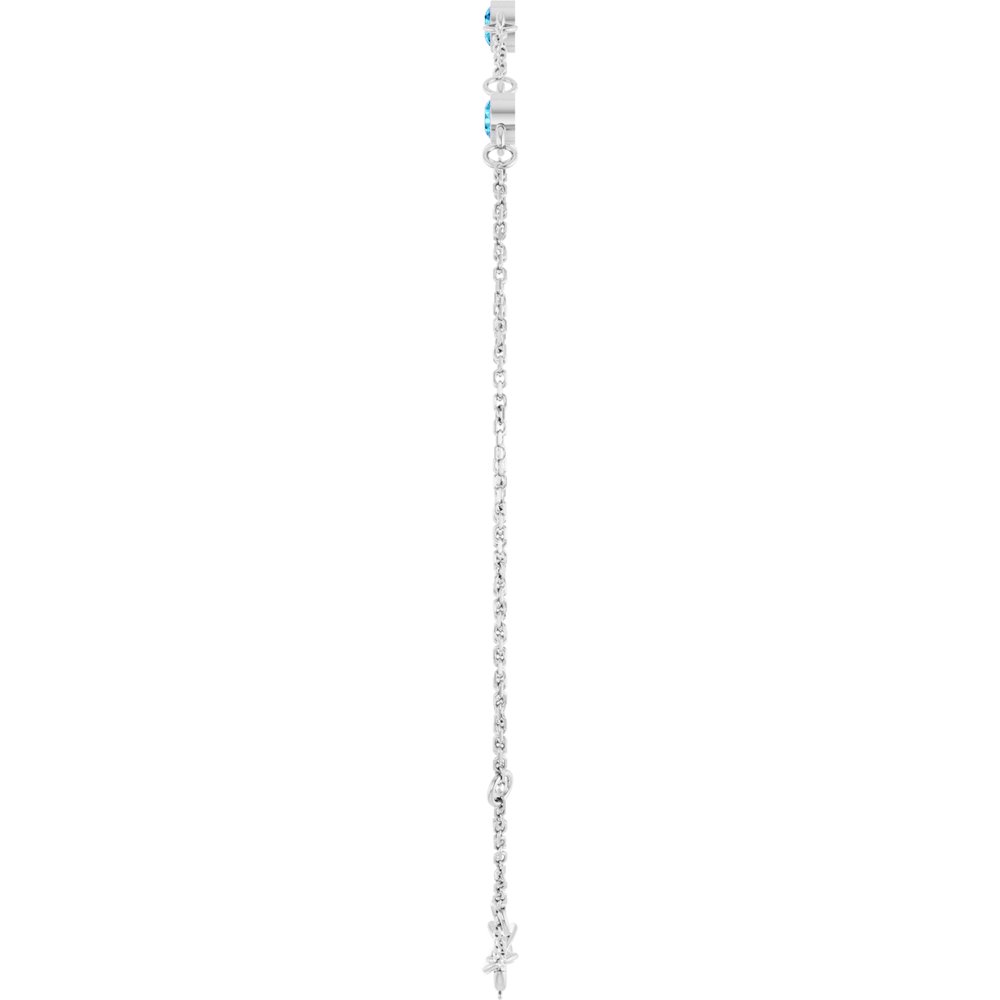 Sterling Silver Natural Blue Zircon Bezel-Set 3-Stone 6 1/2-7 1/2" Bracelet
