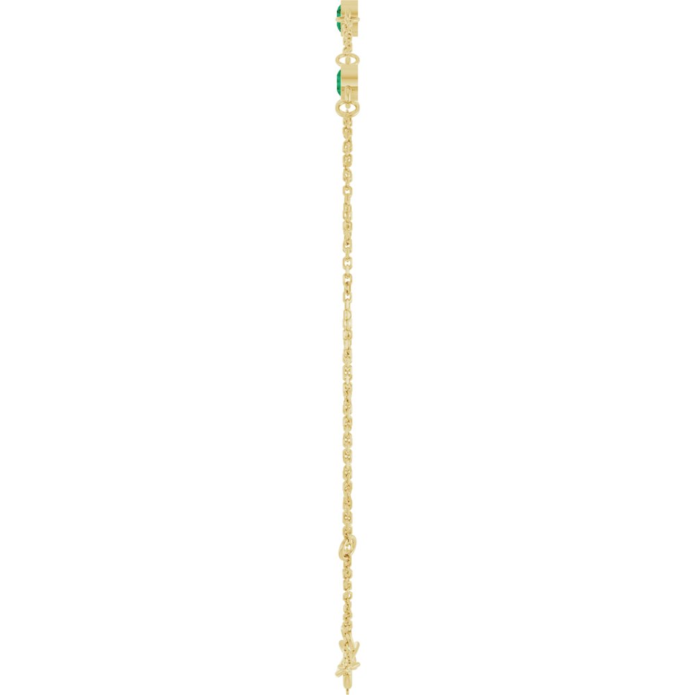 14K Yellow Gold Natural Emerald Bezel-Set 3-Stone 6 1/2-7 1/2" Bracelet