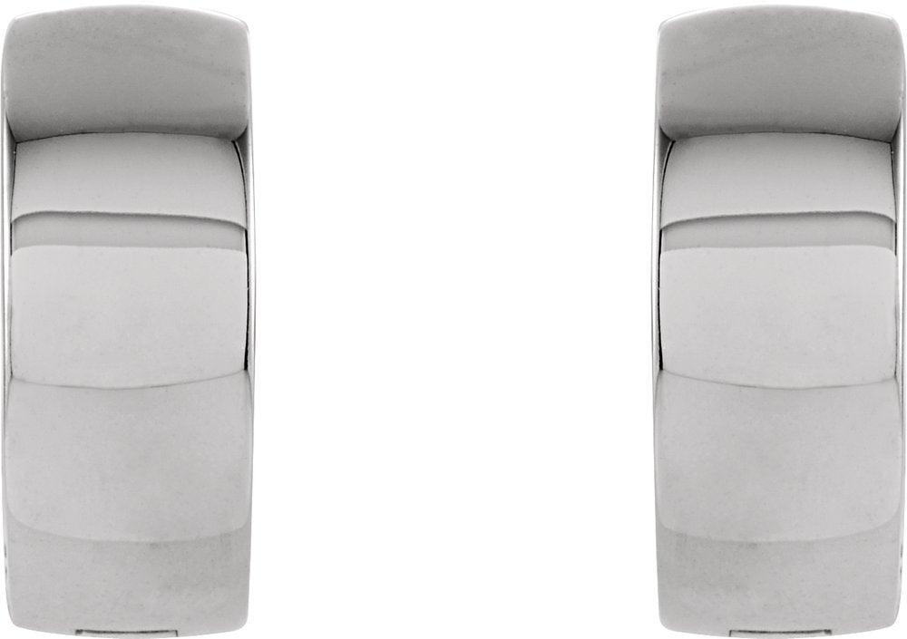 14K White 14 mm Hinged Hoop Earrings