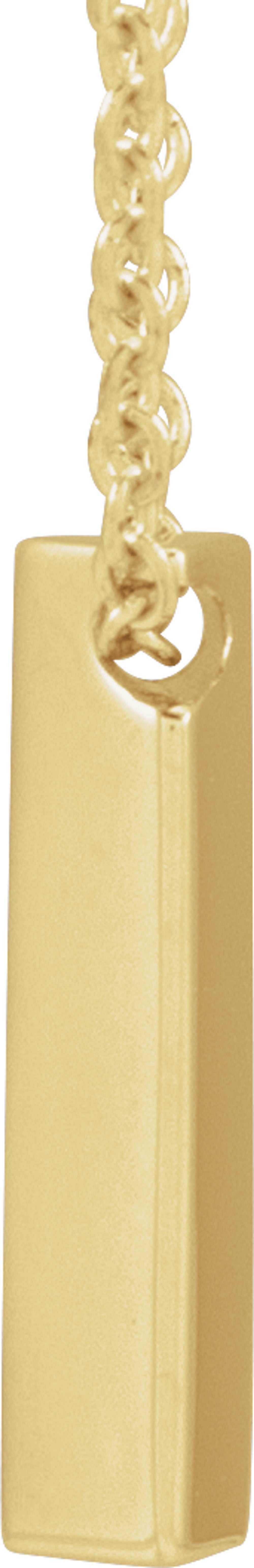 14K Yellow Gold Engravable Three-Sided Bar 16-18" Necklace