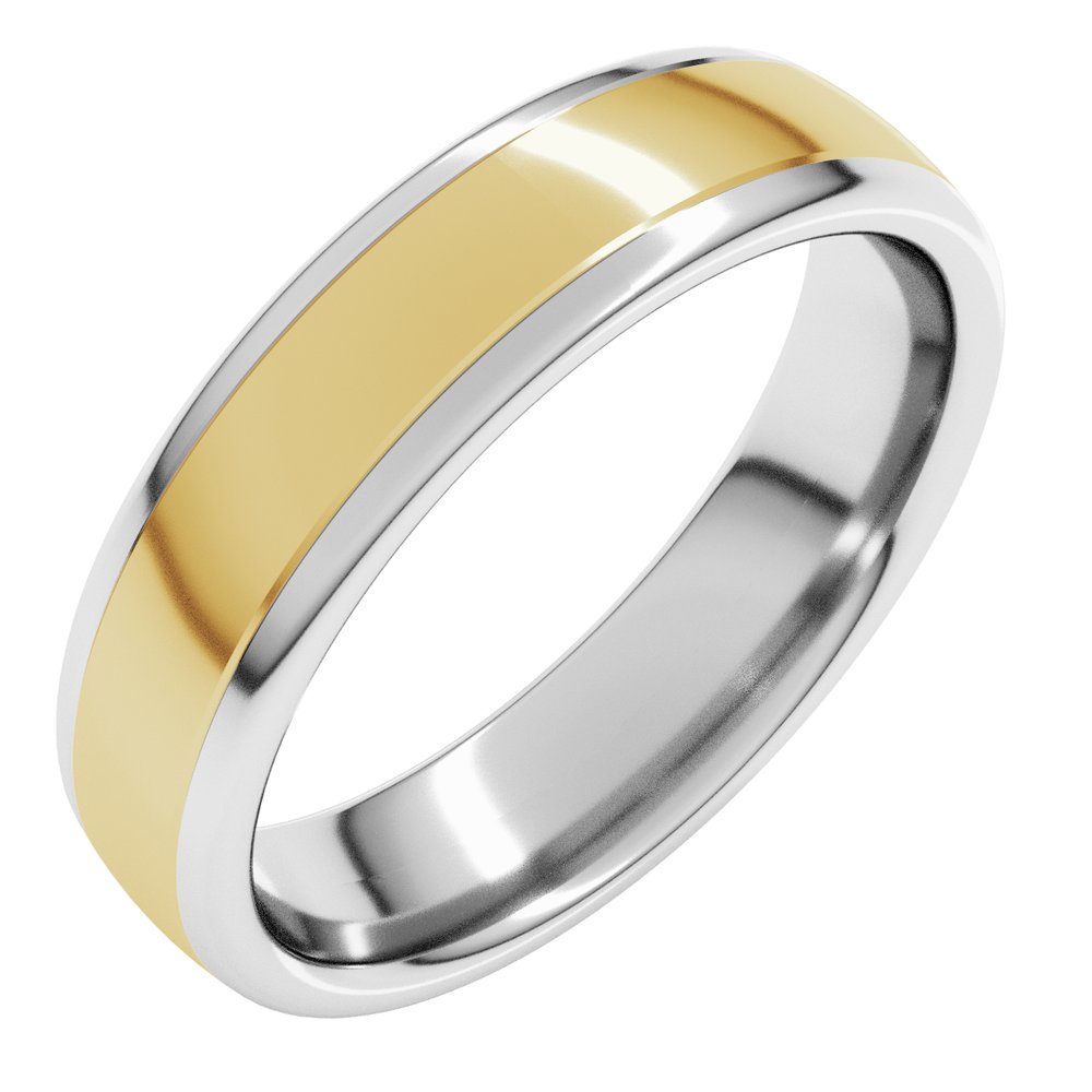 14K White/Yellow 5 mm Comfort-Fit Standard Weight European-Style Band Size 7