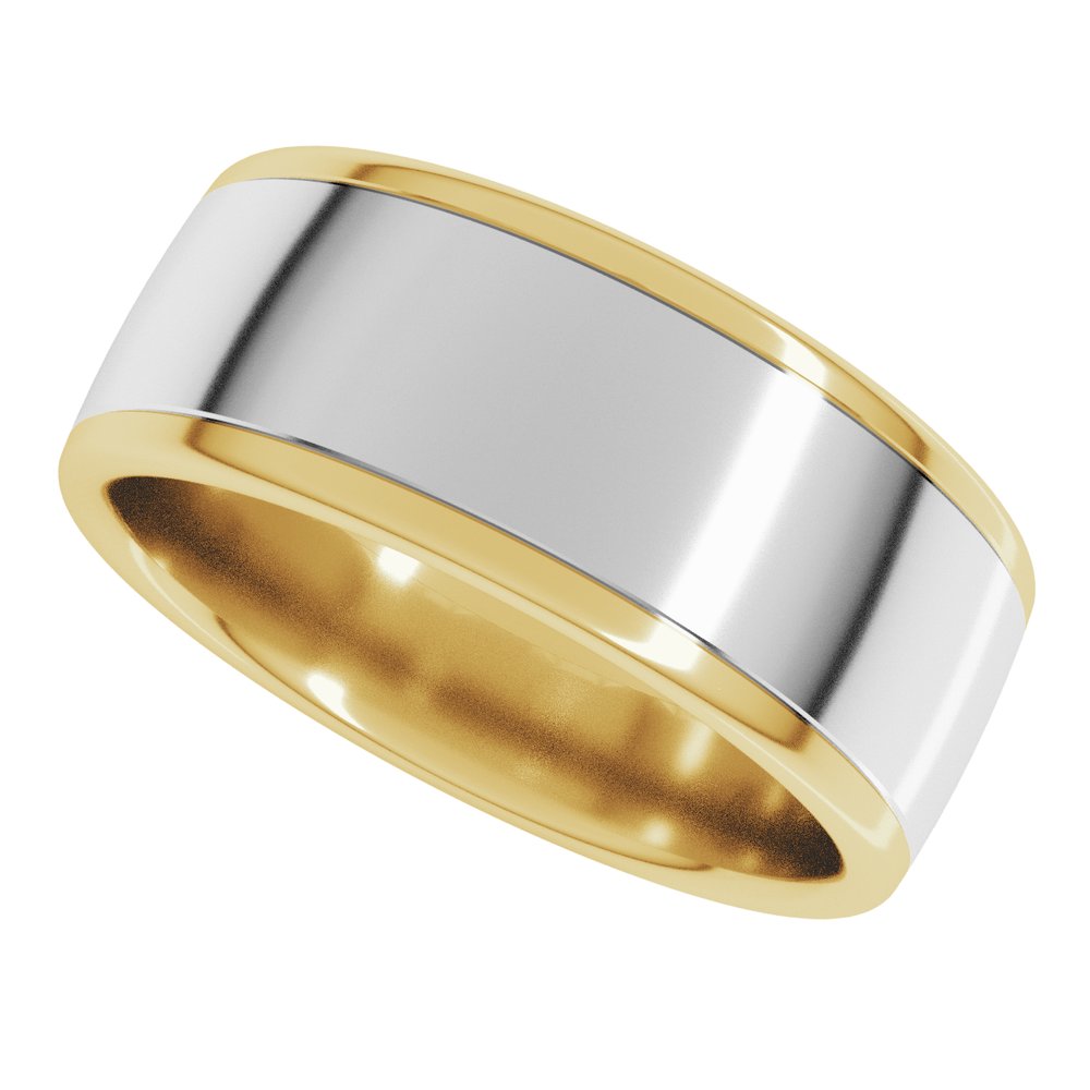 14K Yellow/White 8 mm Comfort-Fit European-Style Band Size 10.5