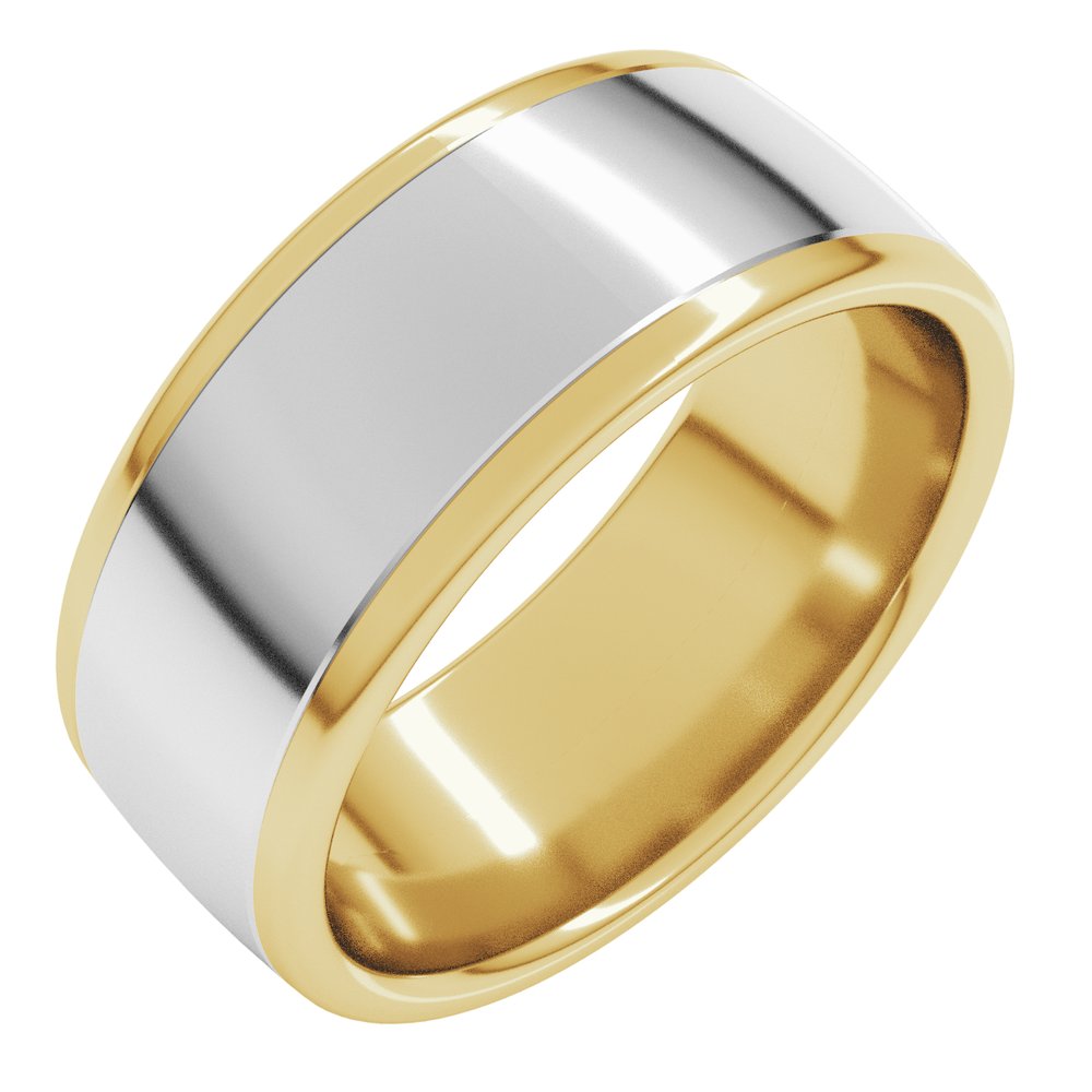 14K Yellow/White 8 mm Comfort-Fit European-Style Band Size 10.5