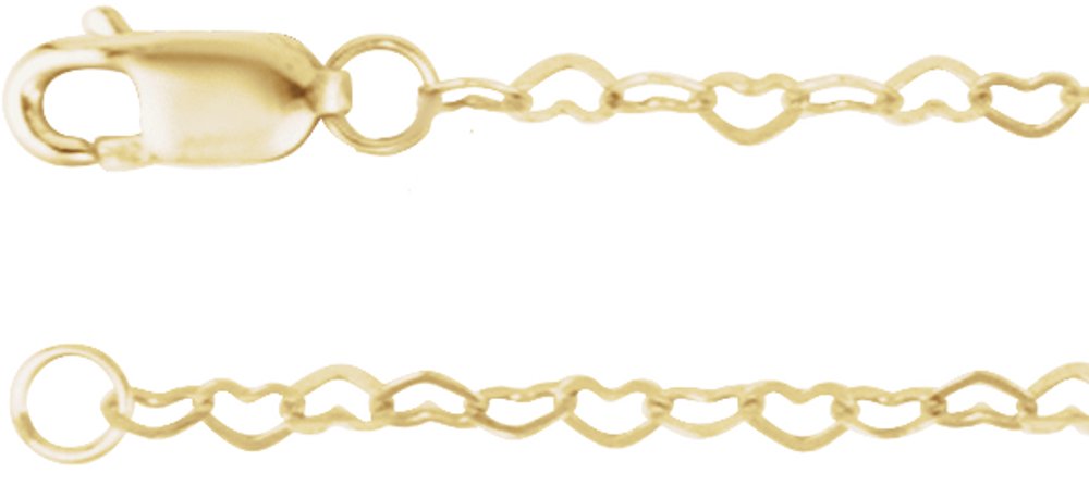 14K Yellow Gold 1.9 mm Heart 18" Chain