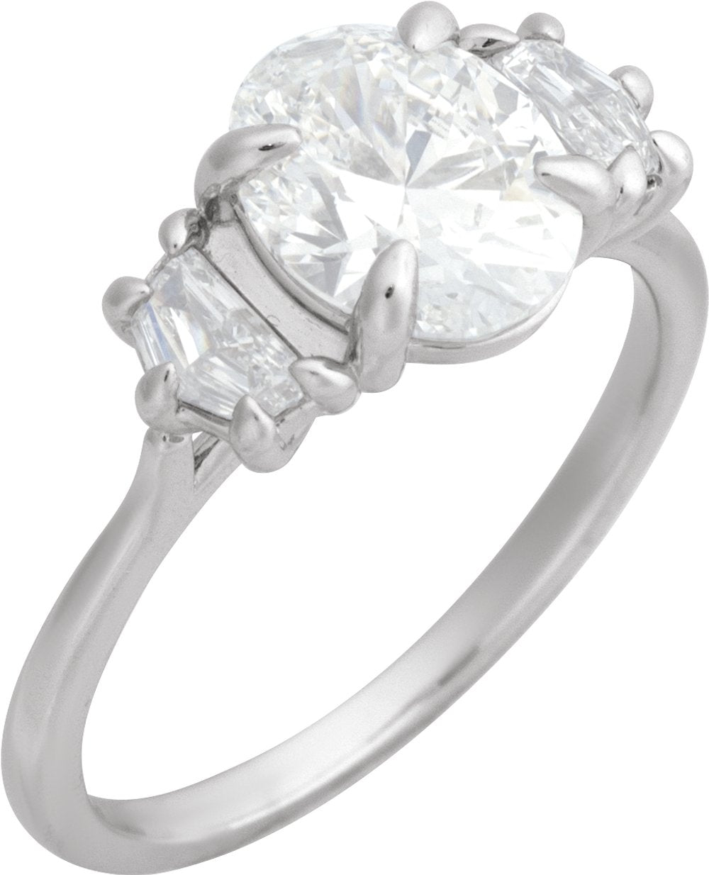 14K White Gold 2 1/2 CTW Lab-Grown Diamond Three-Stone Engagement Ring