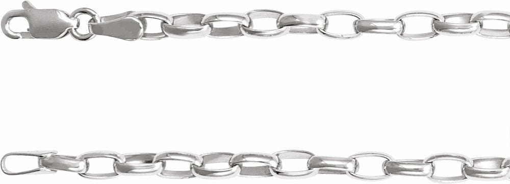Sterling Silver 3.9 mm Puffed Oval Cable 20" Chain