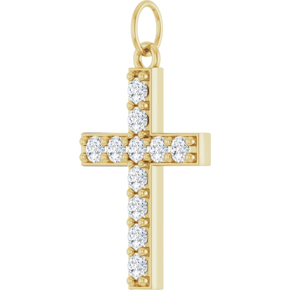 14K Yellow Gold 1/3 CTW Lab-Grown Diamond Cross Pendant