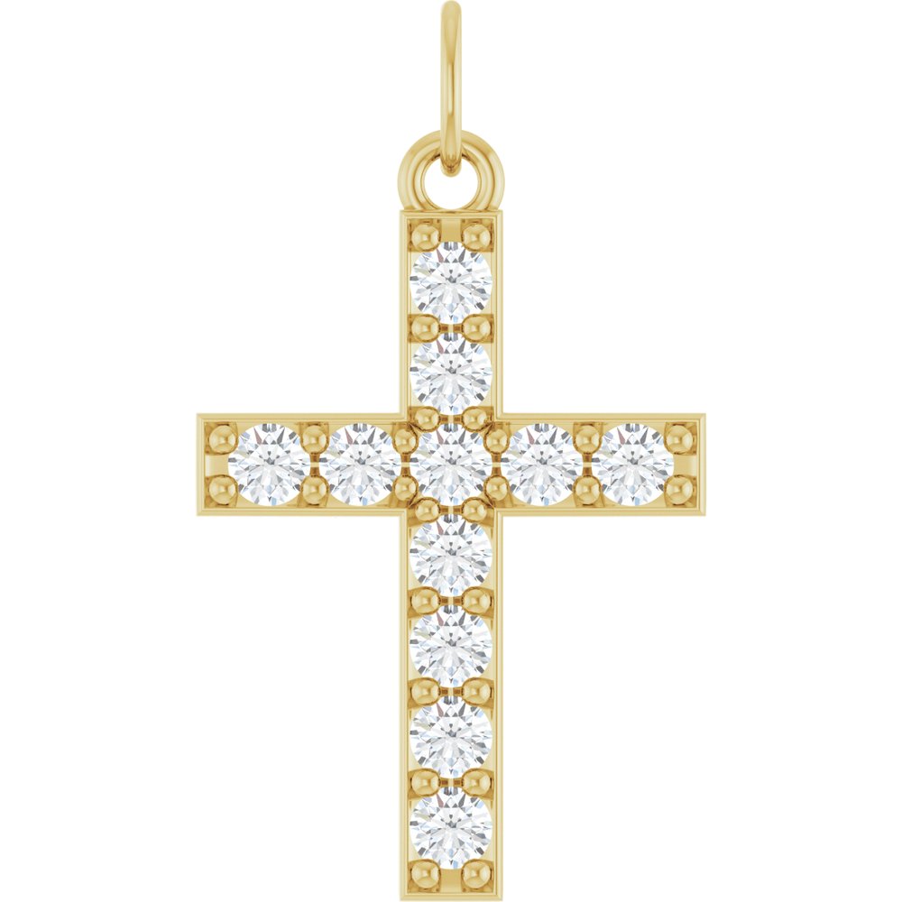 14K Yellow Gold 1/3 CTW Lab-Grown Diamond Cross Pendant