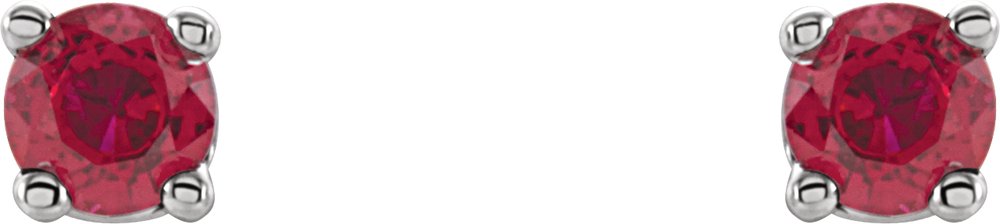 14K White Gold 2.5 mm Lab-Grown Ruby Earrings