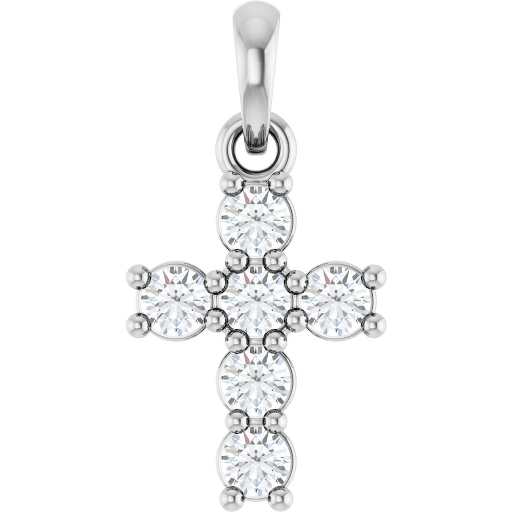 14K White Gold 1/4 CTW Natural Diamond Cross Pendant