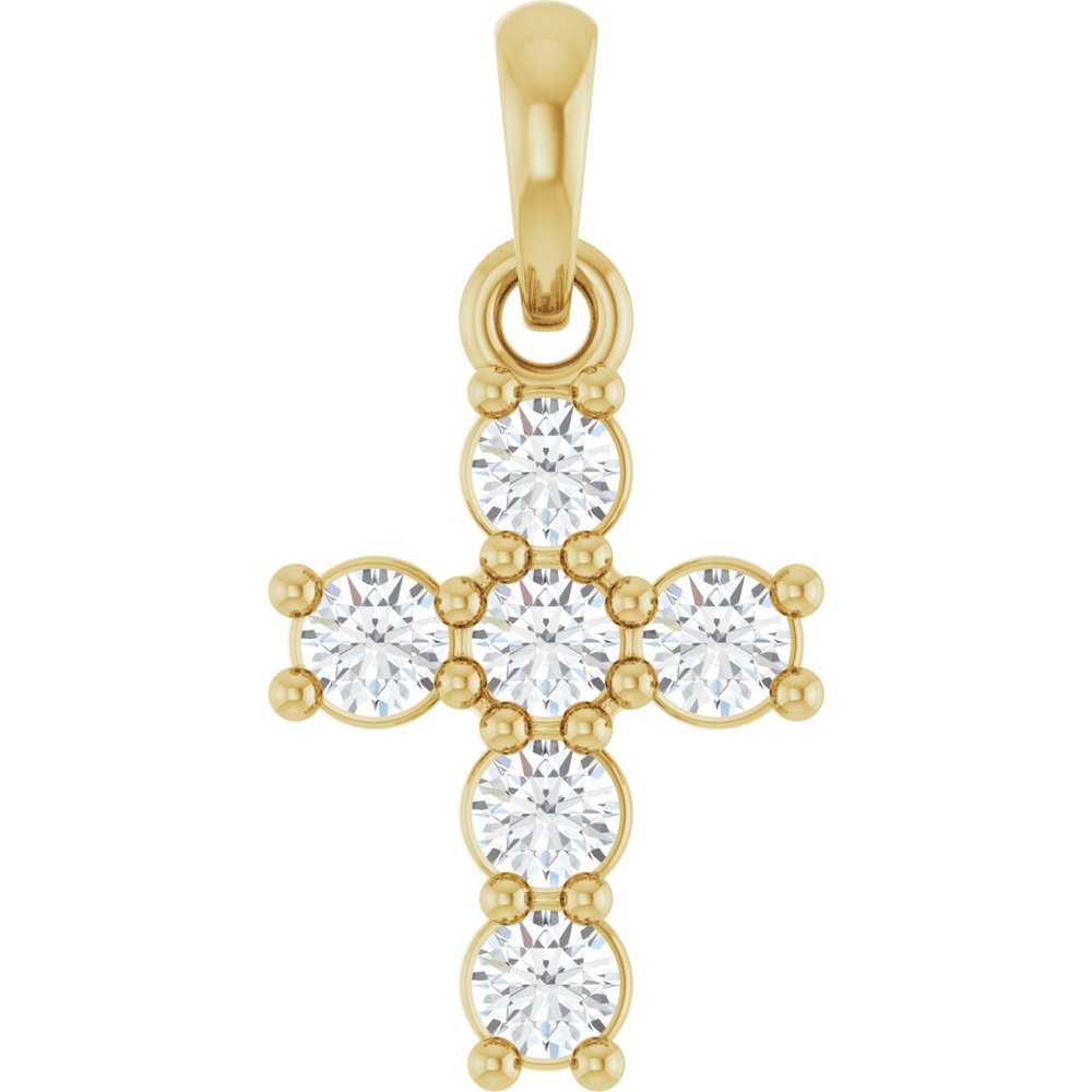 14K Yellow Gold 1/4 CTW Natural Diamond Cross Pendant