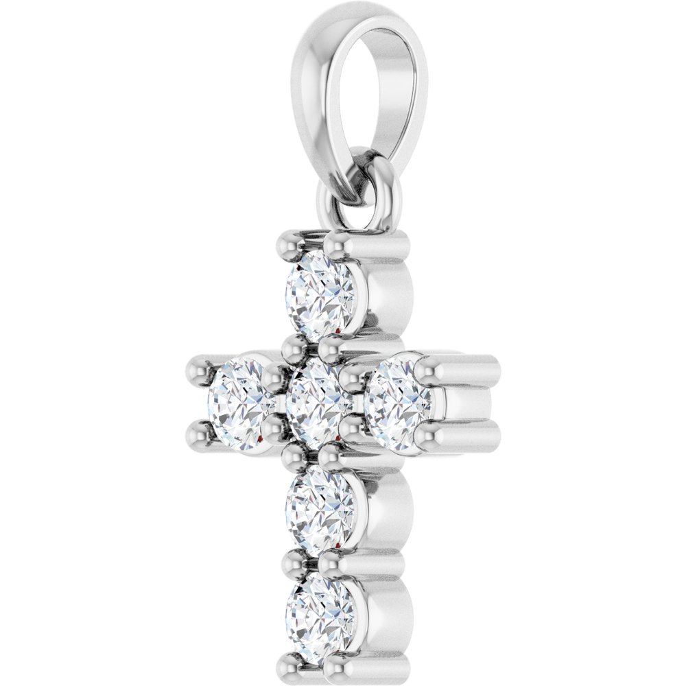 14K White Gold 1/4 CTW Natural Diamond Cross Pendant