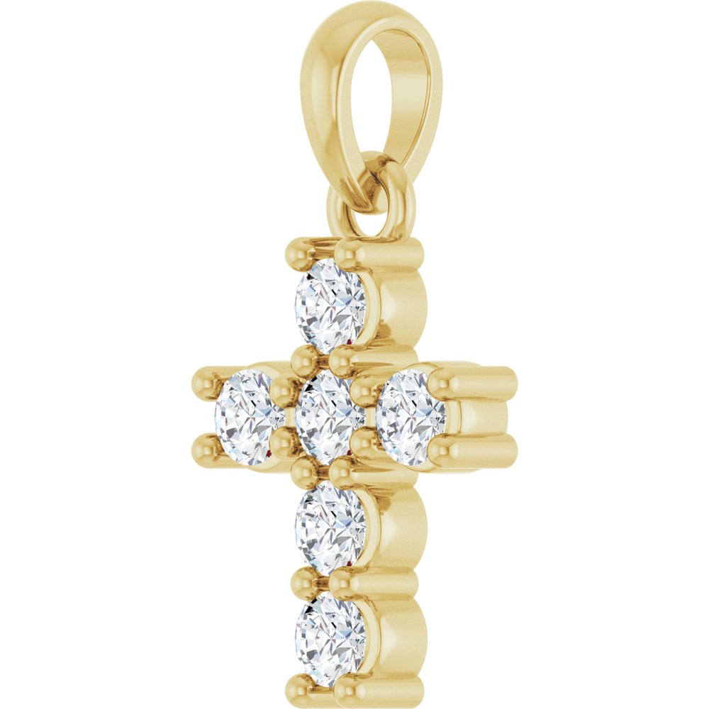 14K Yellow Gold 1/4 CTW Lab-Grown Diamond Cross Pendant