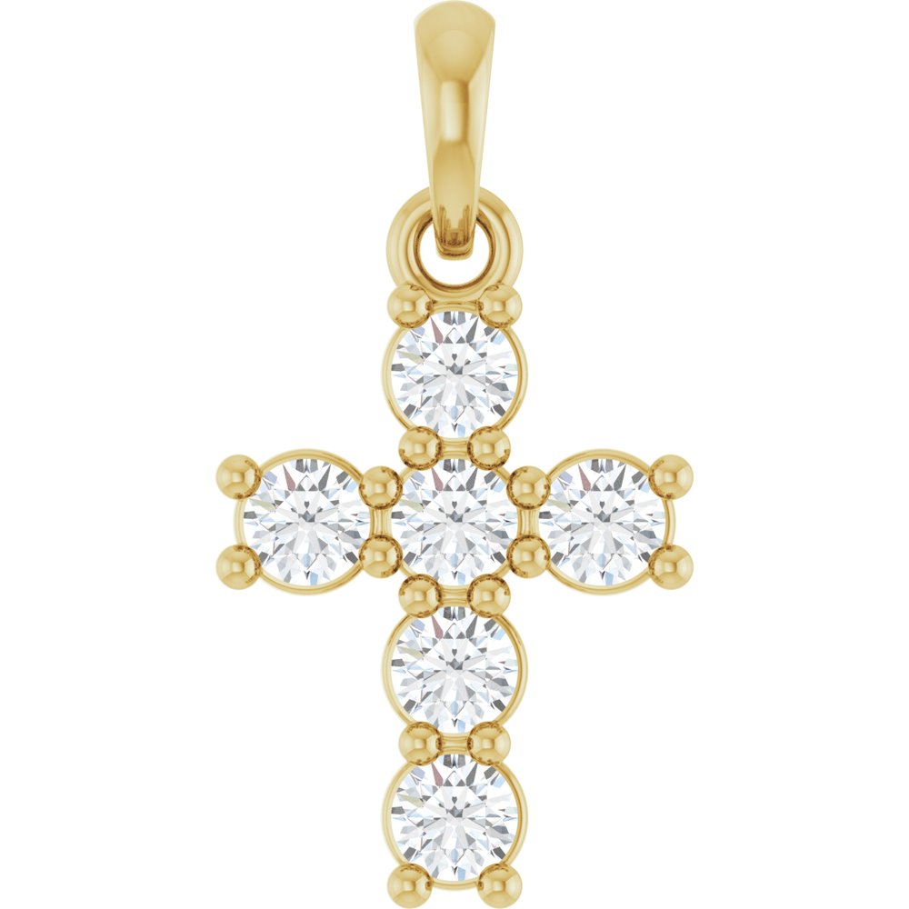 14K Yellow Gold 1/3 CTW Lab-Grown Diamond Cross Pendant