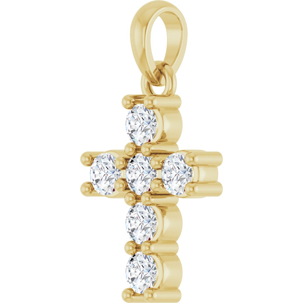 14K Yellow Gold 1/3 CTW Lab-Grown Diamond Cross Pendant