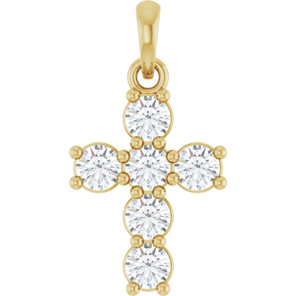 14K Yellow Gold 1/2 CTW Lab-Grown Diamond Cross Pendant