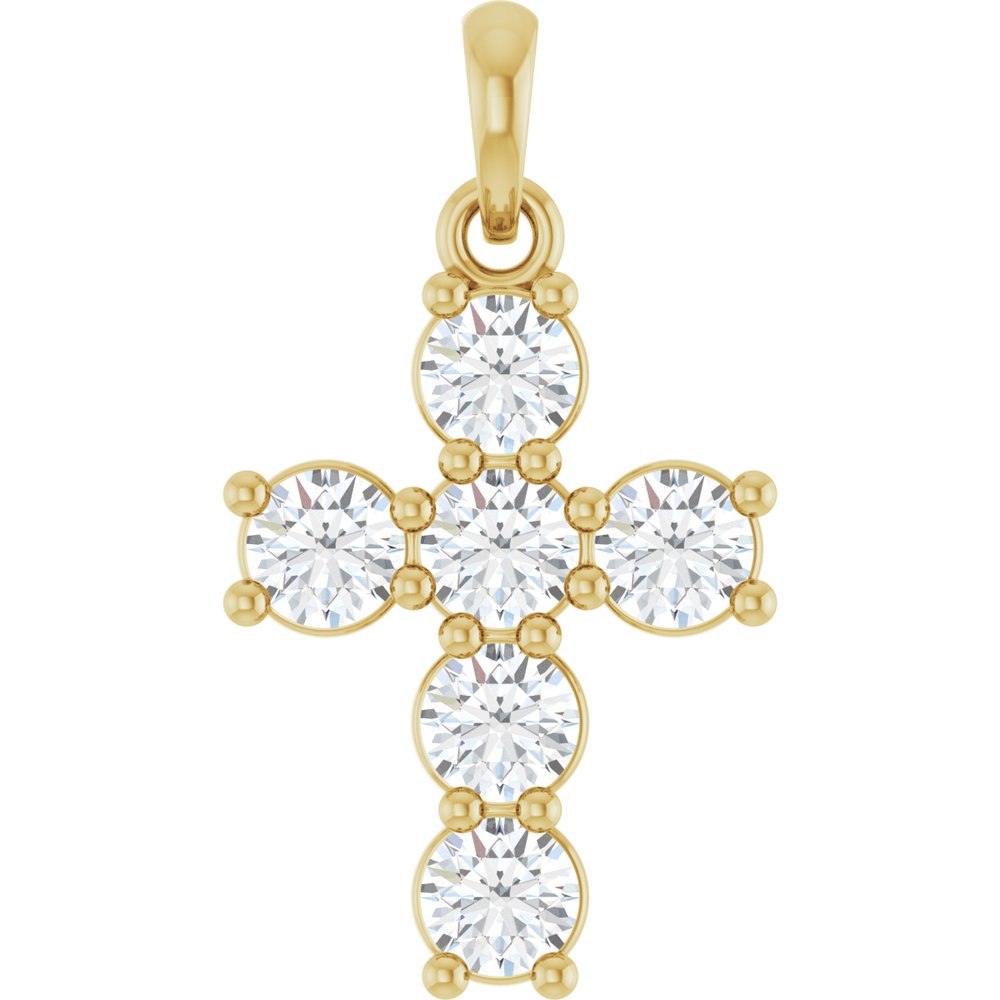 14K Yellow Gold 3/4 CTW Lab-Grown Diamond Cross Pendant