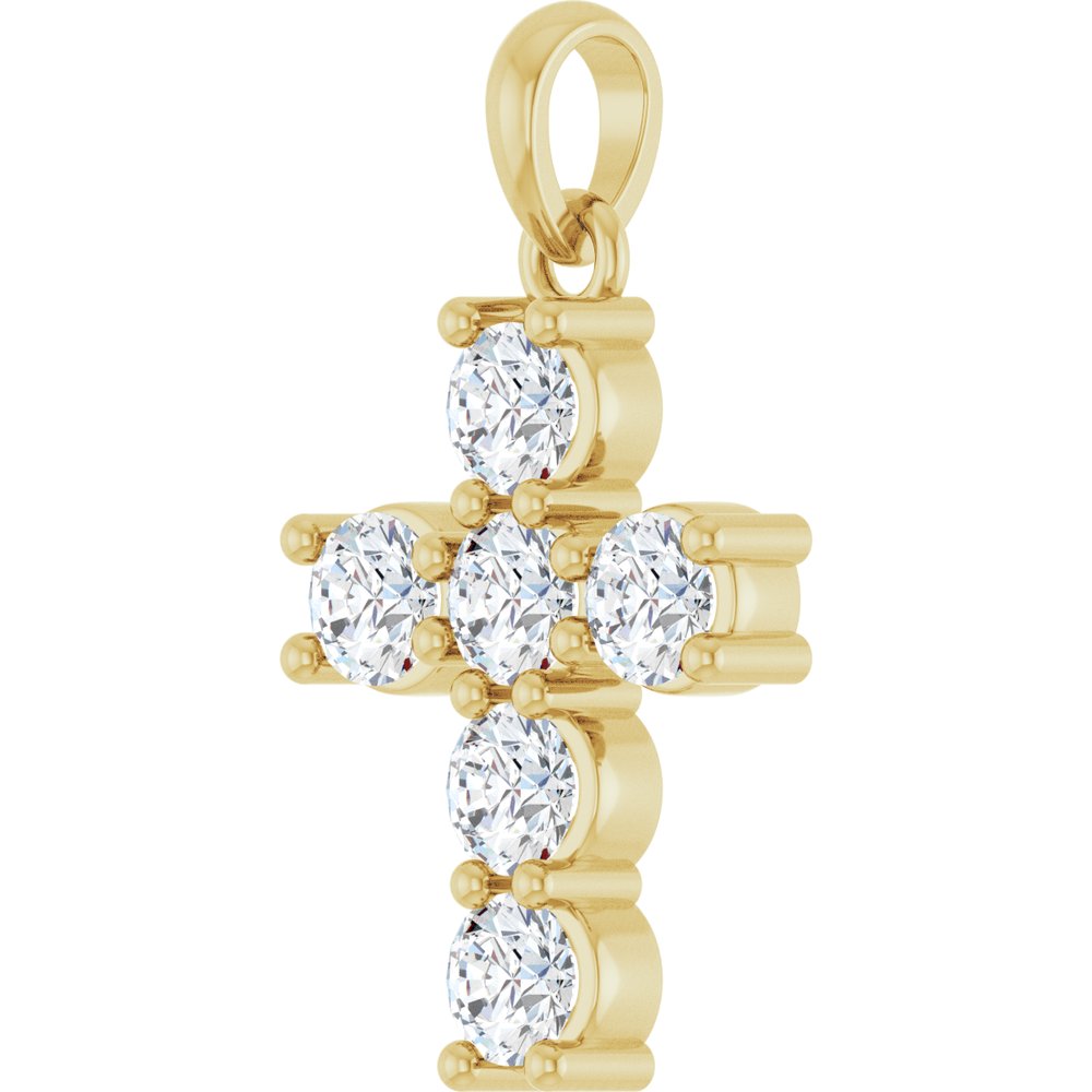 14K Yellow Gold 3/4 CTW Lab-Grown Diamond Cross Pendant