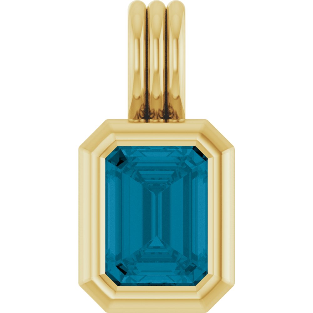 14K Yellow Gold Natural London Blue Topaz Pendant