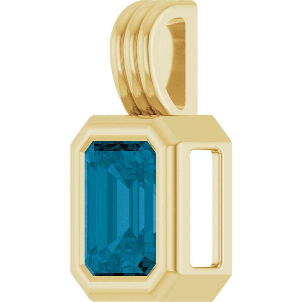 14K Yellow Gold Natural London Blue Topaz Pendant