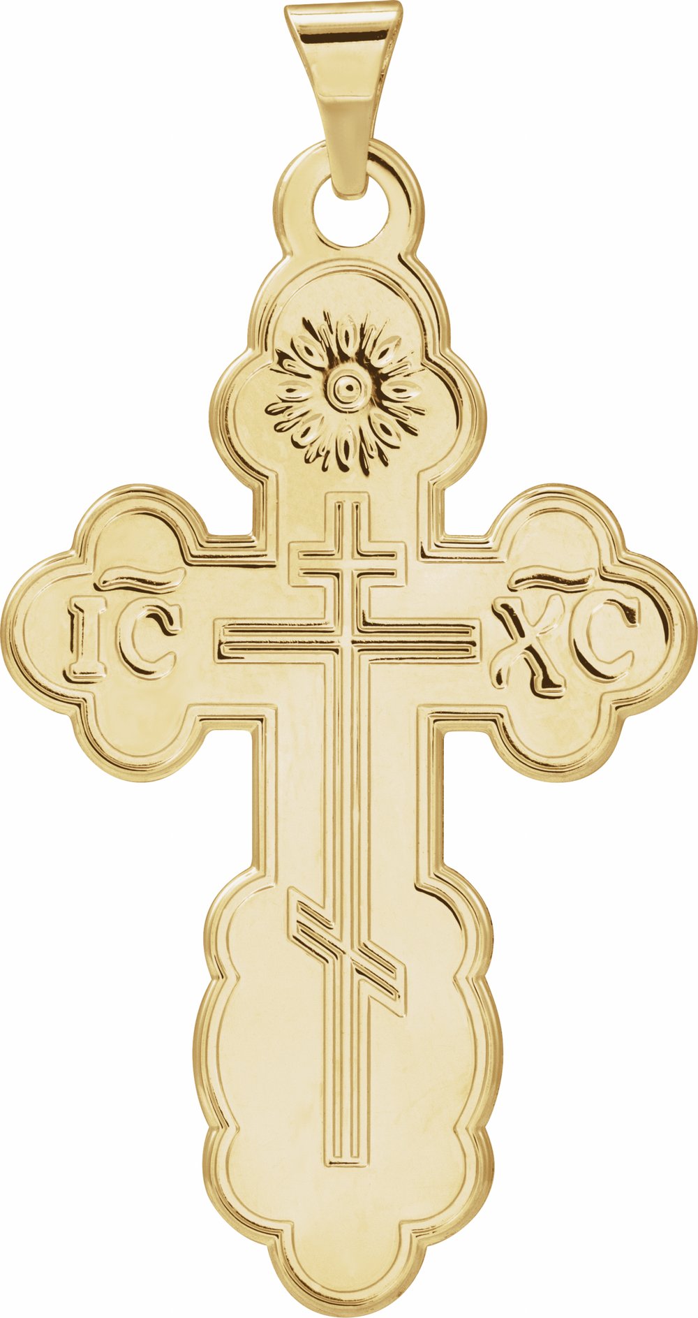 14K Yellow Gold 32x21 mm Orthodox Cross Pendant