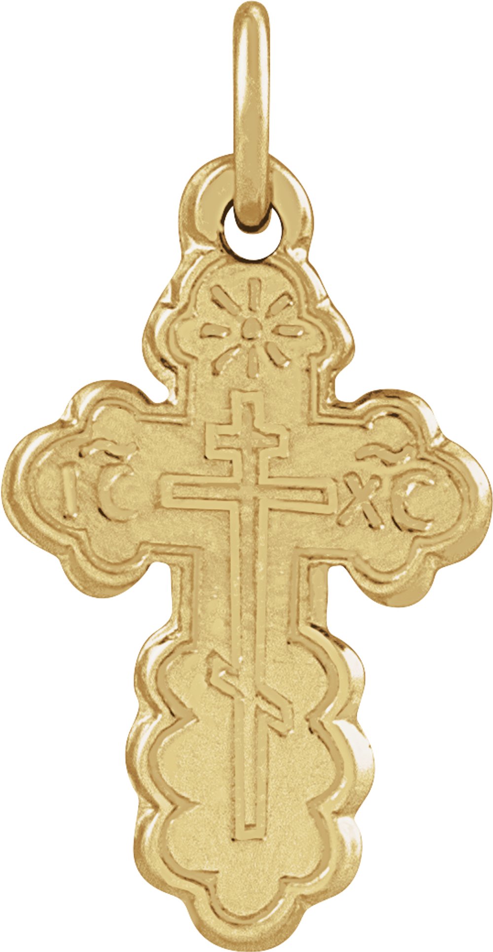 14K Yellow Gold 12x8 mm Orthodox Cross Pendant