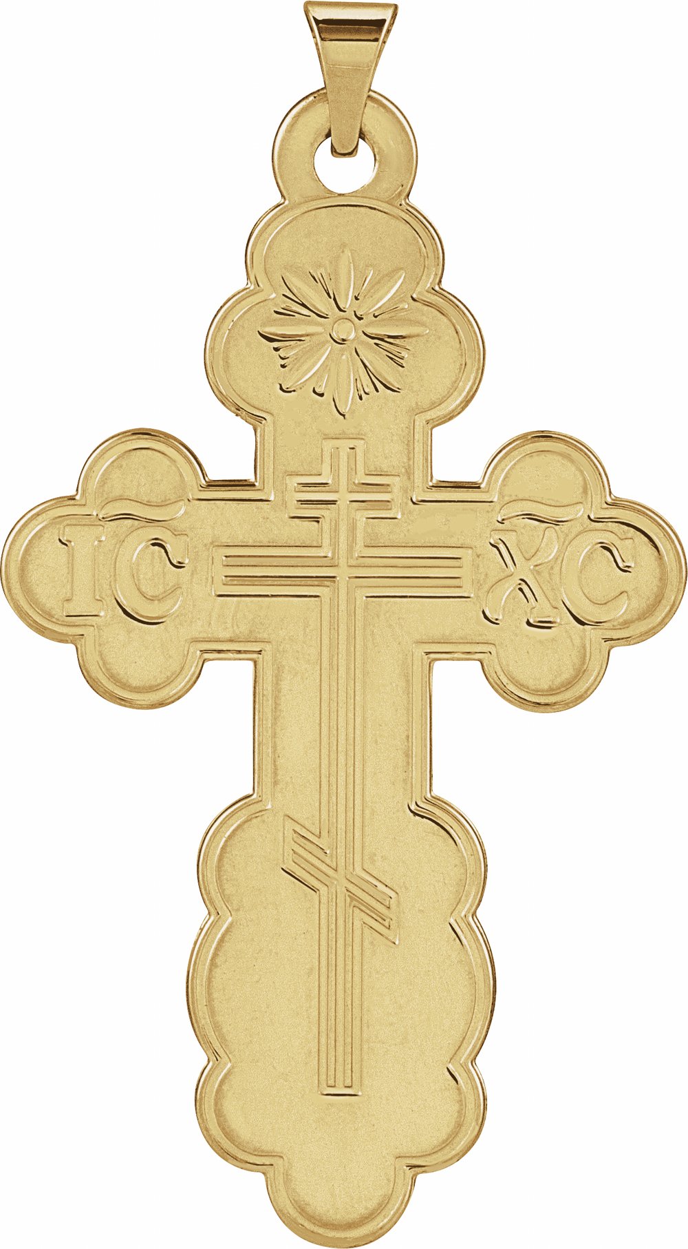 14K Yellow Gold 40x26 mm Orthodox Cross Pendant