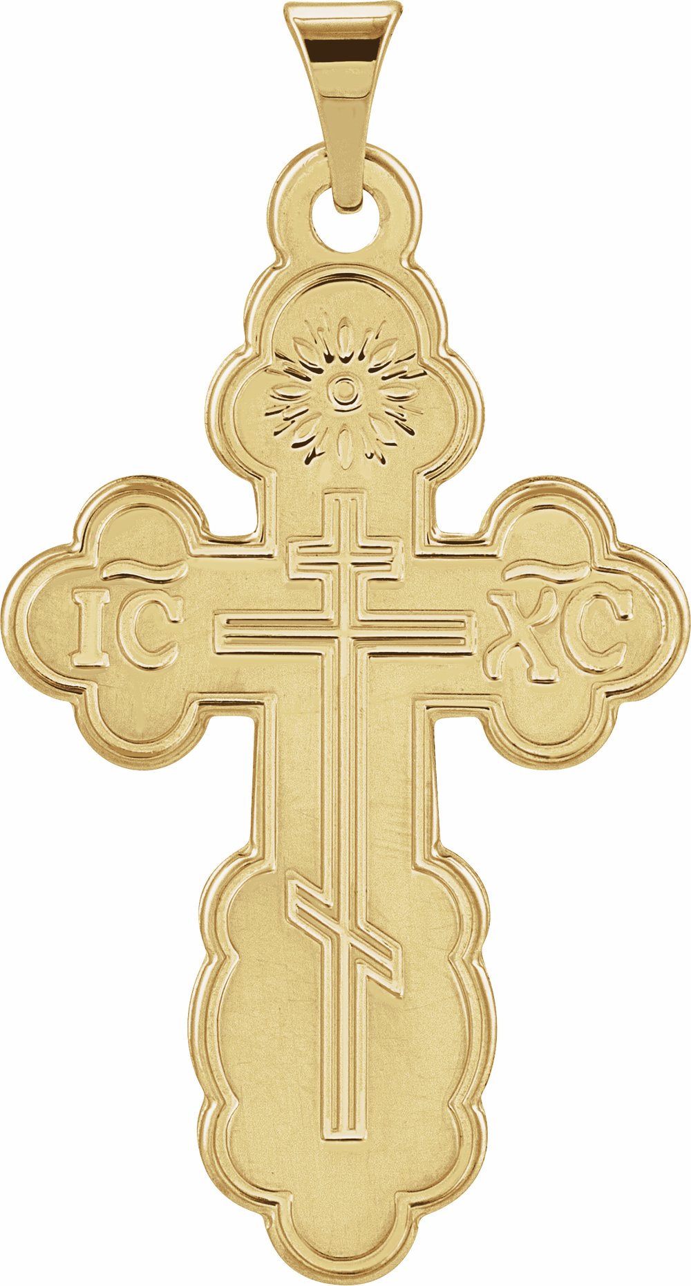14K Yellow Gold 26x17 mm Orthodox Cross Pendant