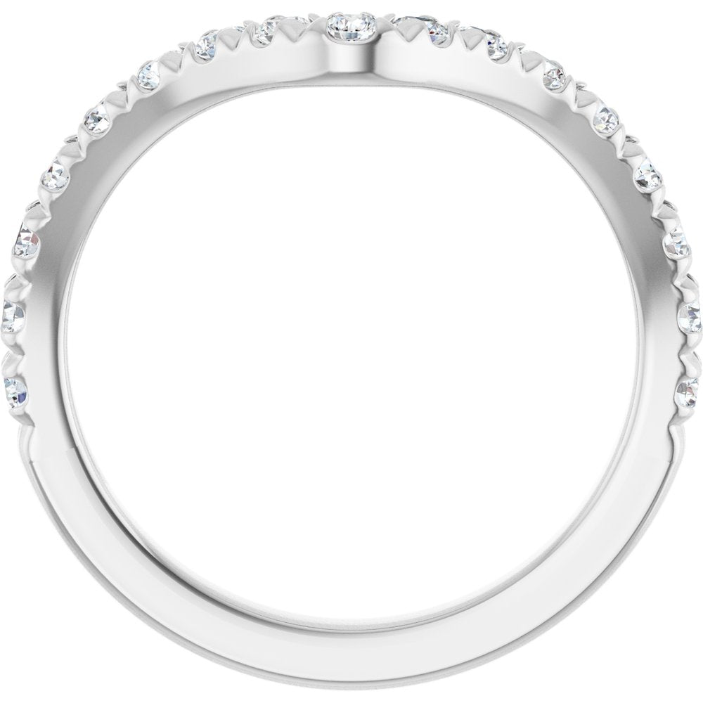 14K White Gold 1/2 CTW Lab-Grown Diamond French-Set Contour Band