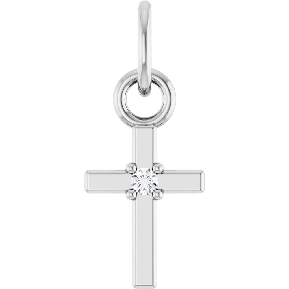 Sterling Silver .005 CT Natural Diamond Cross Pendant