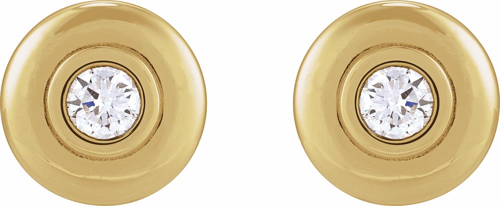 14K Yellow 1/2 CTW Natural Diamond Puffed Stud Earrings