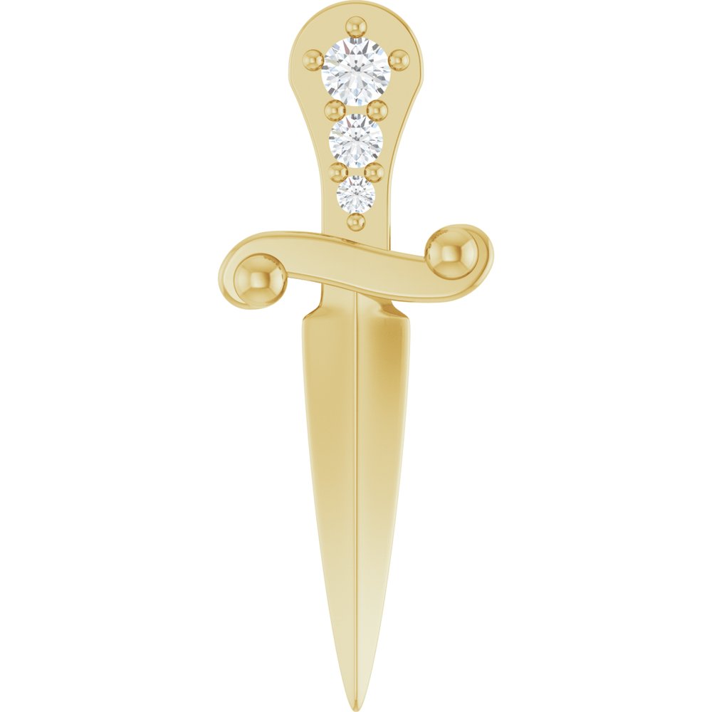 14K Yellow Gold .04 CTW Natural Diamond Dagger Pendant