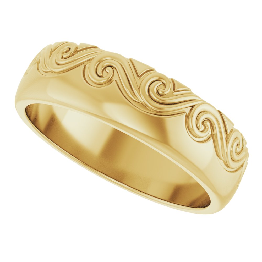 14K Yellow Gold 6 mm Sculptural Comfort-Fit Band Size 10