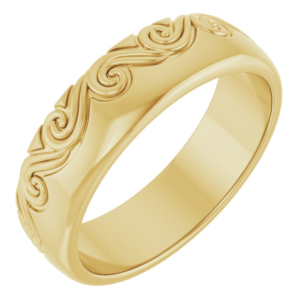 14K Yellow Gold 6 mm Sculptural Comfort-Fit Band Size 10