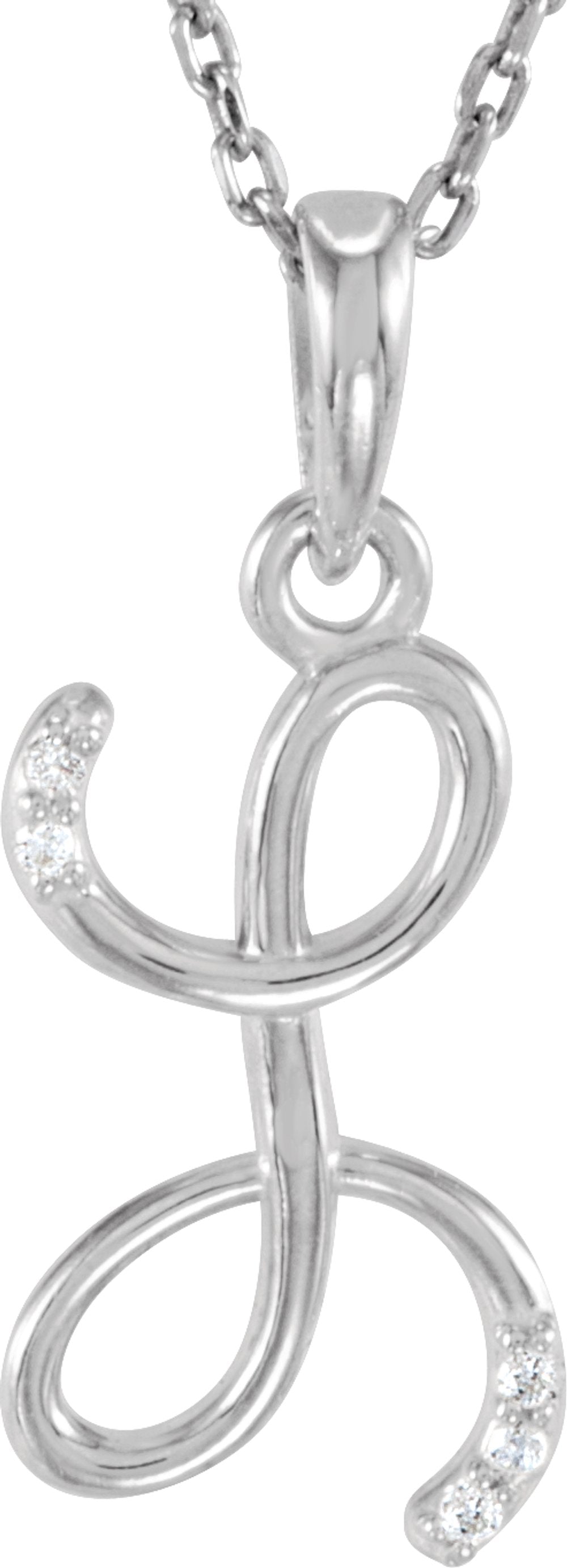 Sterling Silver .025 CTW Natural Diamond Initial L 18" Necklace
