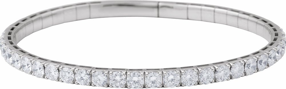 14K White Gold 4 CTW Lab-Grown Diamond Flexible Bangle 7" Bracelet