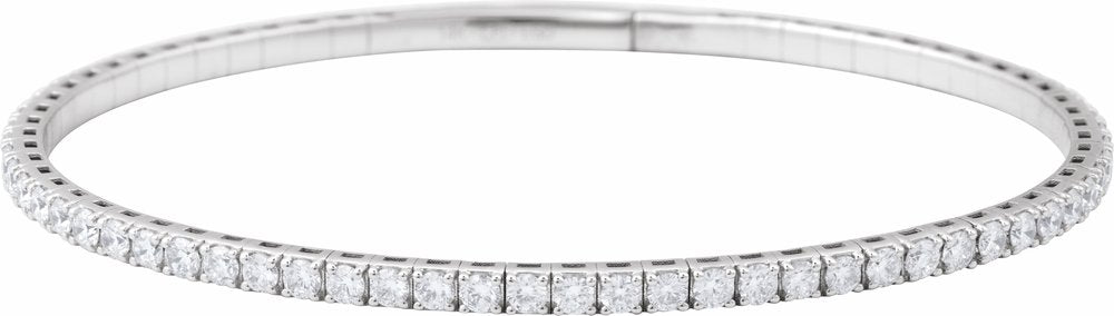 14K White Gold 3 CTW Natural Diamond Flexible Bangle 7" Bracelet