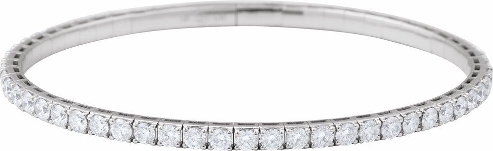 14K White Gold 5 CTW Lab-Grown Diamond Flexible Bangle 7" Bracelet